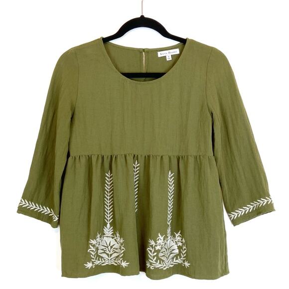 Stevie Hender Small Olive Green Embroidered Top - Picture 1 of 7